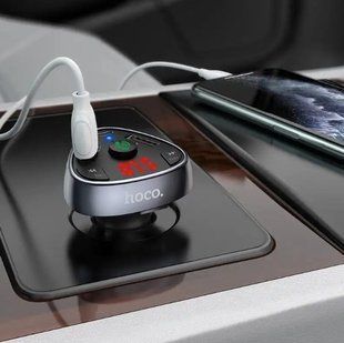 Адаптер автомобильный Hoco with Bluetooth FM Road triasure E51 | 2USB/1Type-C, 18W/3A, QC/PD| 000005629 фото