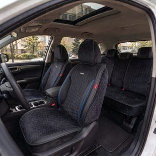 Повний комплект авточохлів CarFashion, модель SHEVRON, чорний/синій 200041132 фото
