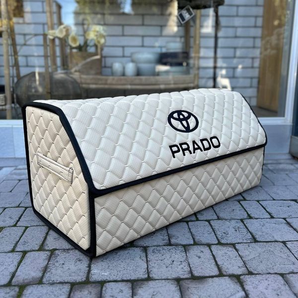 Органайзер в багажник с вышивкой Toyota Prado, бежевый, 65 см, автомобильный органайзер в авто 000005268 фото