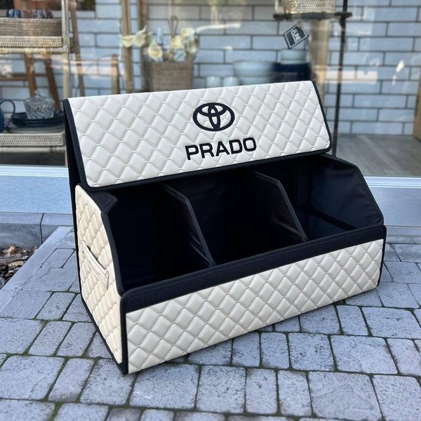Органайзер в багажник с вышивкой Toyota Prado, бежевый, 65 см, автомобильный органайзер в авто 000005268 фото