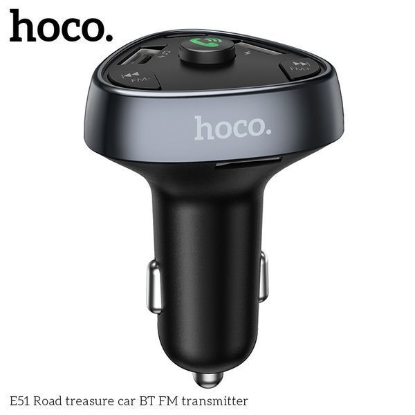 Адаптер автомобильный Hoco with Bluetooth FM Road triasure E51 | 2USB/1Type-C, 18W/3A, QC/PD| 000005629 фото