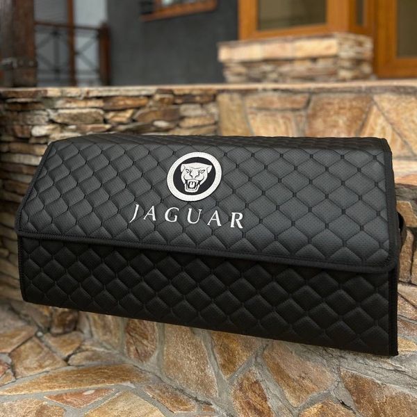 Органайзер у багажник з вишивкою Jaguar, чорний, 65 см, автомобільний органайзер в авто ORG65-JAGUAR-03 фото