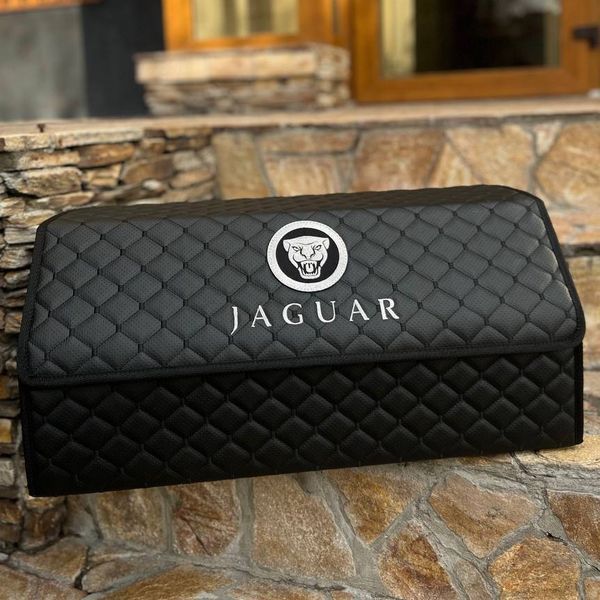 Органайзер у багажник з вишивкою Jaguar, чорний, 65 см, автомобільний органайзер в авто ORG65-JAGUAR-03 фото
