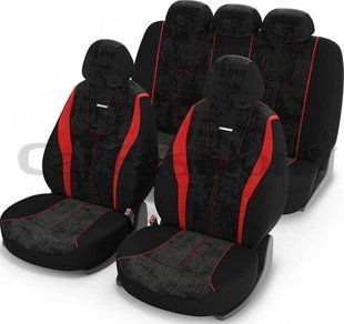 Авточохли на сидіння RECORD, CarFashion, комплект, чорний/червоний RECORD-10069 фото