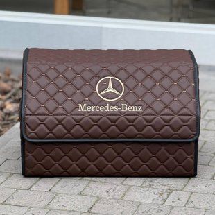 Органайзер в багажник на магните с логотипом Mercedes из экокожи, коричневый, 50 см 200041408 фото