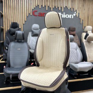 Авточохли на сидіння SHEVRON, CarFashion, передній ряд, бежевий/коричневий 200041126 фото