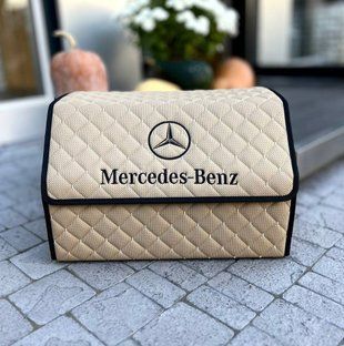 Органайзер в багажник автомобиля, бежевый, с вышивкой логотипа Mercedes 50 см 000005067 фото