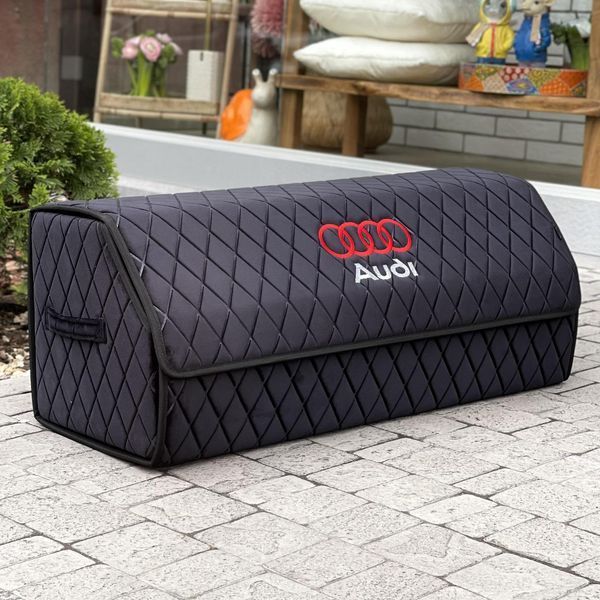 Органайзер у багажник з вишивкою Audi, чорний велюр, 80 см, автомобільний органайзер в авто 00021445 фото