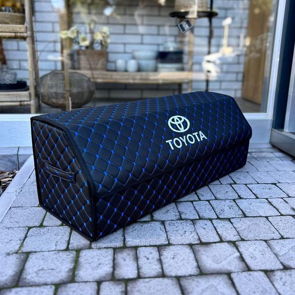 Органайзер в багажник с вышивкой Toyota, черный с синей ниткой, 80 см, автомобильный органайзер в авто 000006035 фото