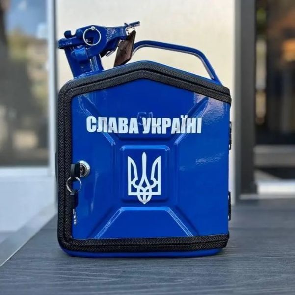Канистра бар 5л с подсветкой, подарок брату, другу, куму, мини-бар подарочный набор К5-BLU-G-14 фото