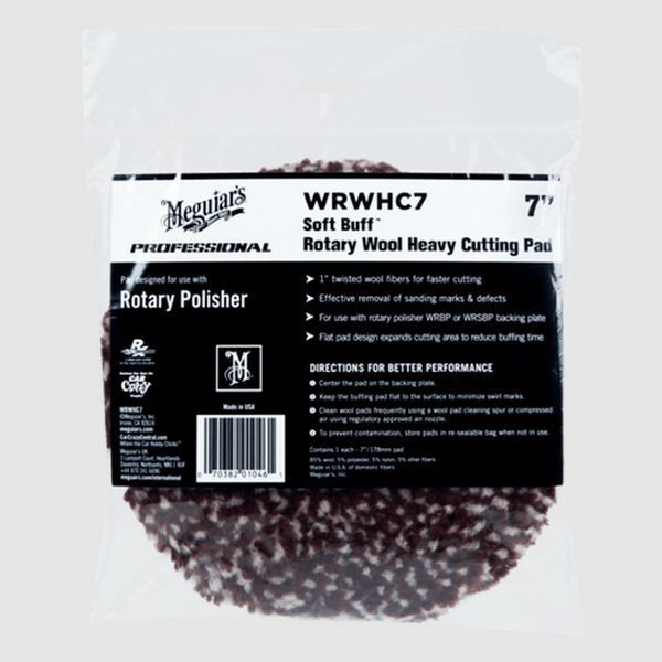 Роторный полировальный круг шерстяной с микрофиброй, Rotary Wool Heavy Cutting Pad, Meguiar's, 17.8 cм WRWHC7 фото