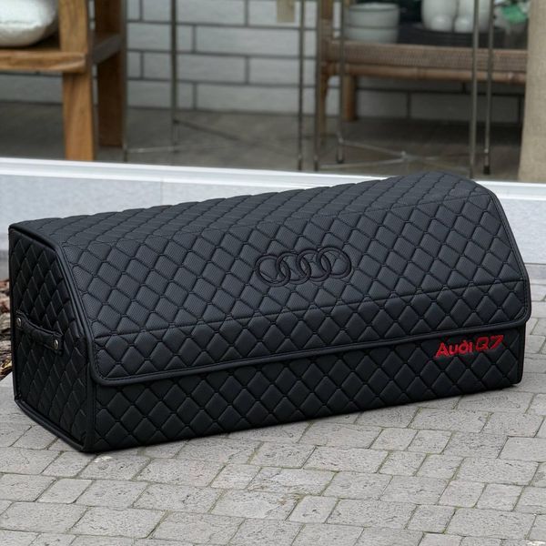 Органайзер в багажник на магните с логотипом Audi из экокожи, черный, 80 см, складной органайзер в багажник 200041447 фото