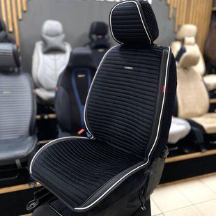 Накидки на сиденья авто MONACO FULL FRONT, CarFashion, черный/белый, передний ряд 200041156 фото