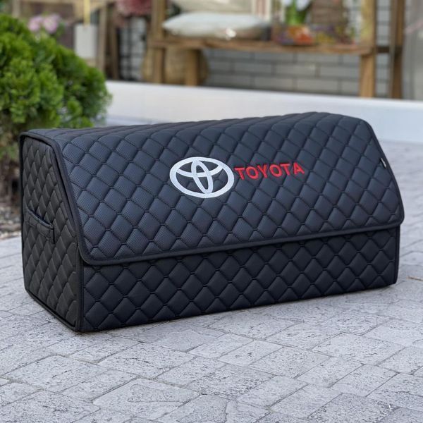 Органайзер в багажник с вышивкой Toyota, черный с красной подкладкой, 65 см, автомобильный органайзер в авто 00021422 фото