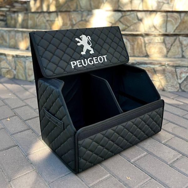 Органайзер в багажник с вышивкой Peugeot, черный, 50см, автомобильный органайзер в авто ORG50-PEUGEOT-01 фото