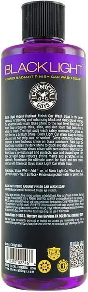 Автошампунь для чёрных и тёмных оттенков Black light hybrid radiant finish car wash soap for black & dark, Chemical Guys, 473 мл CWS619_16 фото