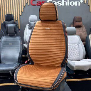 Накидки на сиденья авто MONACO FULL FRONT, CarFashion, коньячный/черный, передний ряд 200041158 фото