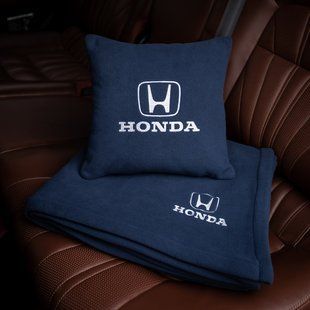 Подушка и плед в машину с логотипом Honda, флисовый набор FLISET-HONDA-BLU-WHI фото