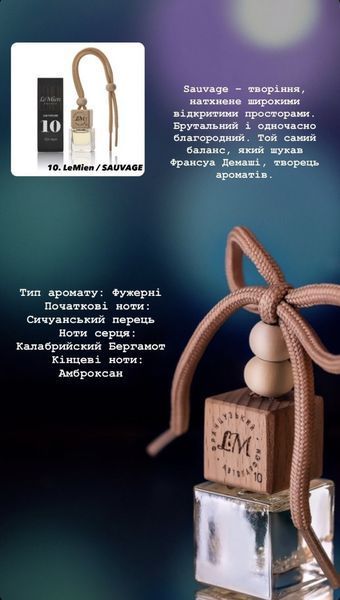 Автопарфуми LeMien №10 Sauvage освіжувач повітря в машину 000002118 фото