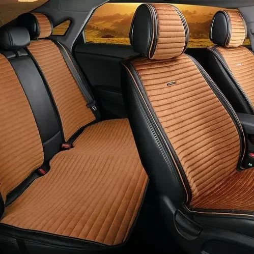 Накидки на сидіння MONACO, CarFashion, коньячний/чорний, комплект KMON03 фото