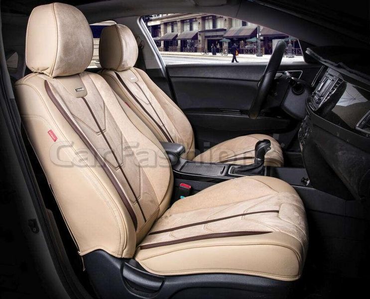 Чехлы на сиденья START 5D, CarFashion, передний ряд, бежевый/шоколад STARTP-21063 фото