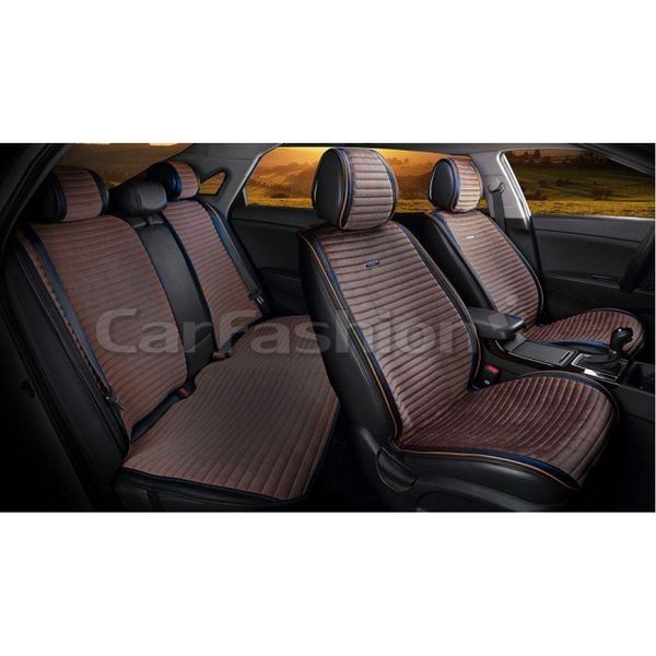 Накидки на сиденья авто MONACO, CarFashion, шоколад/черный, комплект KMON04 фото