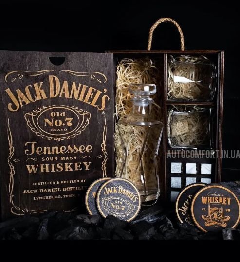 Подарочный набор для виски с декантером и стаканами ручной работы Jack Daniels 09000005418 фото