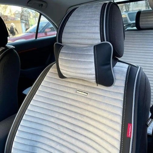 Накидки на сиденья авто MONACO, CarFashion, серый/черный, комплект KMON07 фото