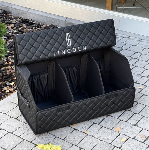 Органайзер в багажник на магните с логотипом Lincoln из экокожи, черный, 65 см, сумка-органайзер в авто 200041287 фото