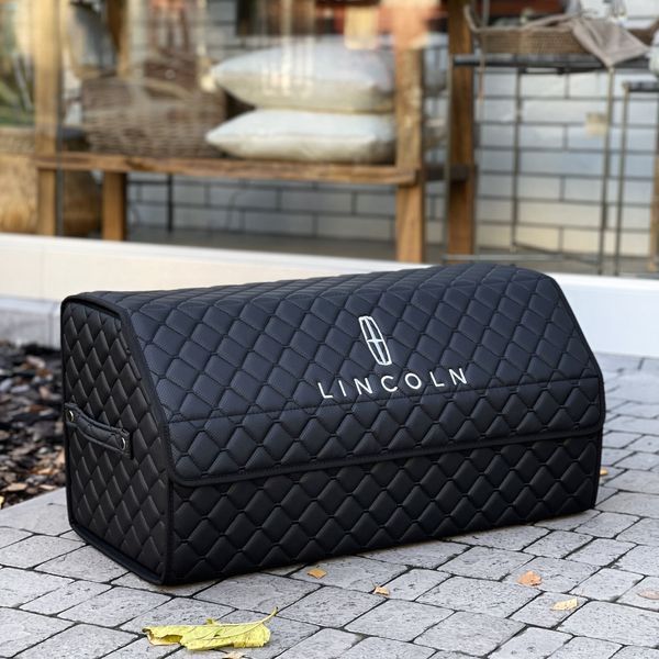 Органайзер в багажник на магните с логотипом Lincoln из экокожи, черный, 65 см, сумка-органайзер в авто 200041287 фото