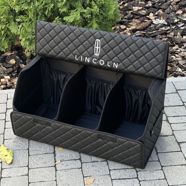 Органайзер в багажник на магните с логотипом Lincoln из экокожи, черный, 65 см, сумка-органайзер в авто 200041287 фото