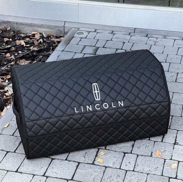 Органайзер в багажник на магните с логотипом Lincoln из экокожи, черный, 65 см, сумка-органайзер в авто 200041287 фото