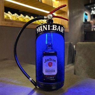 Огнетушитель бар с подсветкой, подарок коллеге мужчине, мини-бар H1-VOG-BLK-G-030 фото