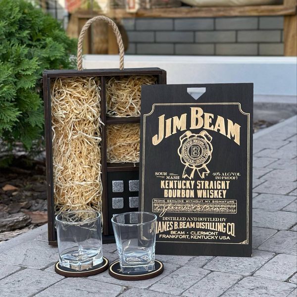 Подарочный набор для виски Jim Beam - элитный подарок солидному мужчине 10000005418 фото