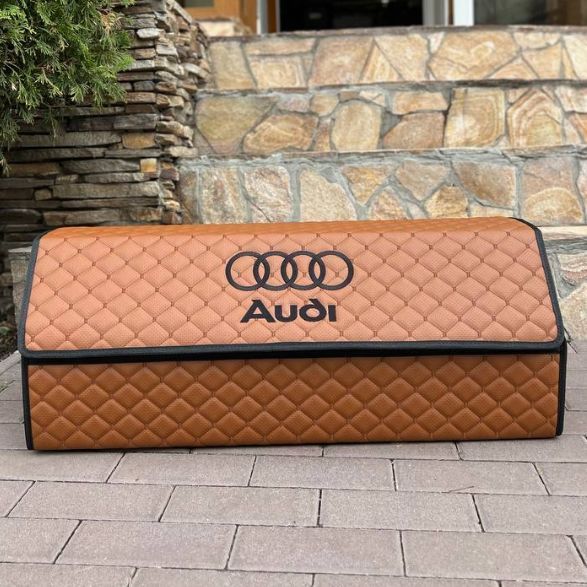 Органайзер в багажник з вишивкою Audi, коньячний, 80 см, автомобільний органайзер в авто 000005285 фото