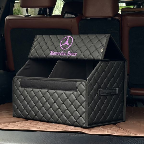 Органайзер у багажник з логотипом Mercedes з екошкіри, чорний, 50 см, сумка в багажник 200042514 фото