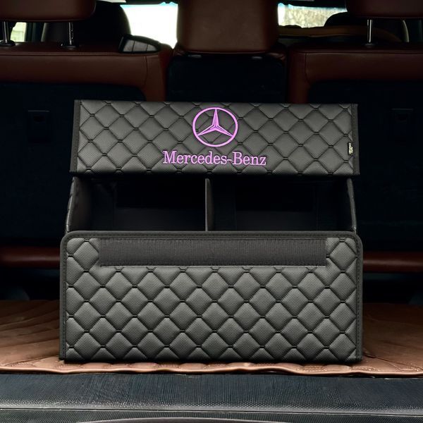 Органайзер у багажник з логотипом Mercedes з екошкіри, чорний, 50 см, сумка в багажник 200042514 фото