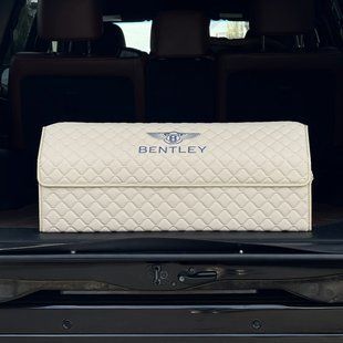 Органайзер в багажник на магнитах с логотипом Bentley из экокожи, 80 см, бежевый, с синей подкладой, саквояж 200042493 фото