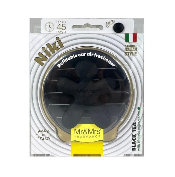 Ароматизатор у машину чоловічок Mr&Mrs NIKI Black Leather - Black Tea JNIKIBX039V02 фото
