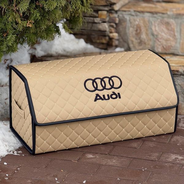 Органайзер у багажник із вишивкою Audi, бежевий, 65 см, автомобільний органайзер в авто 200042010 фото