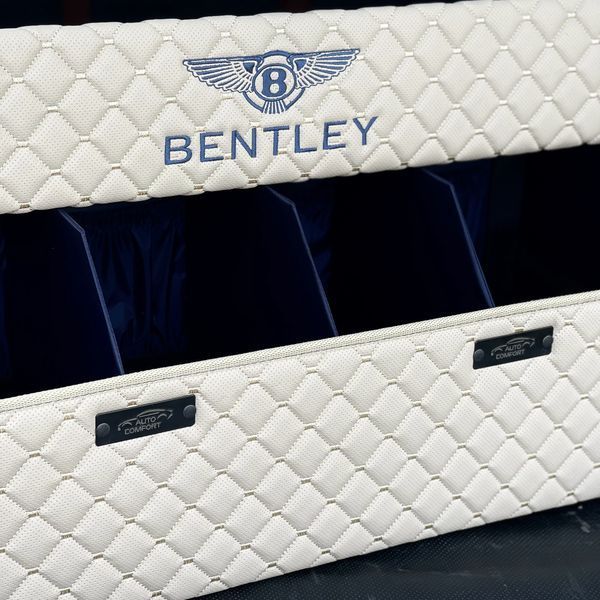 Органайзер у багажник на магнітах із логотипом Bentley з екошкіри, 80 см, бежевий, із синьою підкладкою, саквояж 200042493 фото