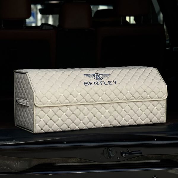 Органайзер у багажник на магнітах із логотипом Bentley з екошкіри, 80 см, бежевий, із синьою підкладкою, саквояж 200042493 фото