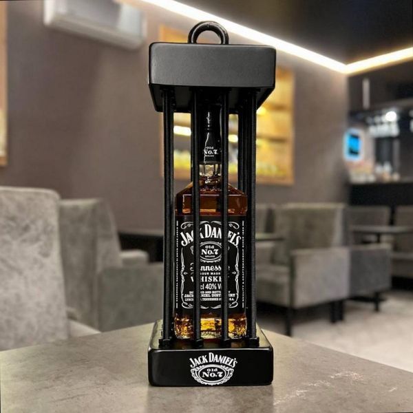 Сейф для алкоголя Jack Daniel's 1л с гайками, клетка для алкоголя, оригинальный подарок мужчине KL4 фото