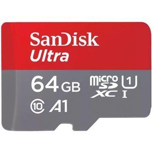 Карта памяти SanDisk Ultra microSDXC 64GB (UHS-I U1) 140MB/s Class 10 A1 + SD Adapter SDSQUAB-064G-GN6MA фото