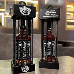 Сейф для алкоголю 1л Jack Daniel's з гайками, клітка для алкоголю з чарками, подарунки для чоловіків KL5 фото