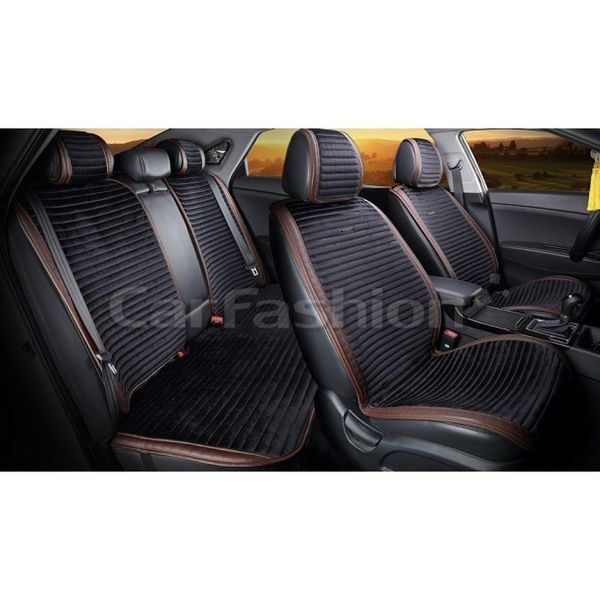 Накидки на сиденья авто MONACO, CarFashion, черный/шоколад, комплект KMON09 фото