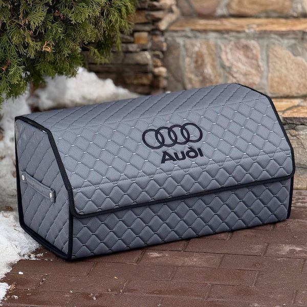 Органайзер у багажник на магніті з вишивкою Audi, сірий, 65 см, автомобільний органайзер в авто 000005087 фото
