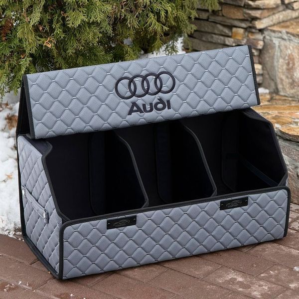 Органайзер у багажник на магніті з вишивкою Audi, сірий, 65 см, автомобільний органайзер в авто 000005087 фото