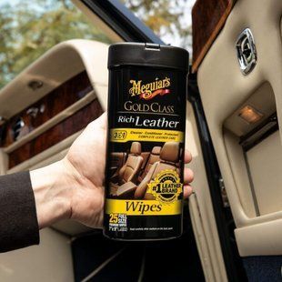 Салфетки для ухода за кожаным салоном, Gold Class Rich Leather Wipes, Meguiar's, 25 шт G10900 фото
