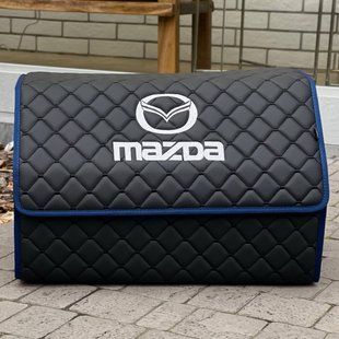 Органайзер в багажник с логотипом Mazda из экокожи, черный с синим кантом, 50см, сумка в багажник 200041248 фото